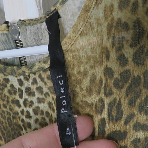 Poleci animal print silk top sz‎ 4 - Picture 5 of 7